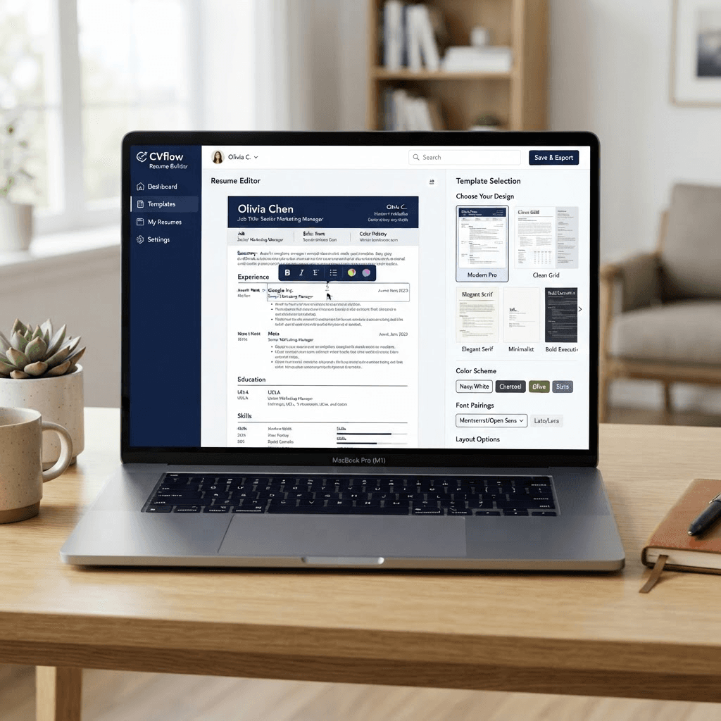 Velora AI Resume Builder editor with professional template